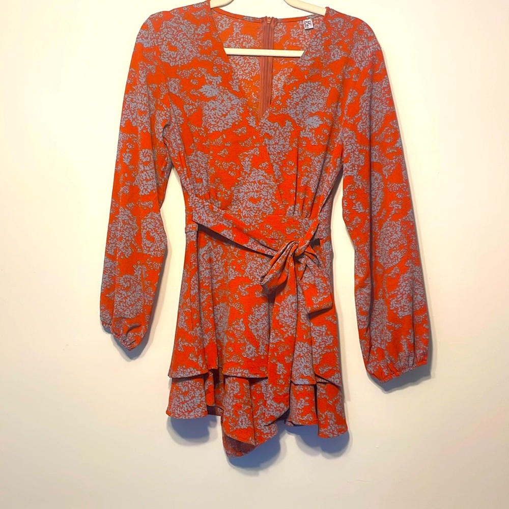 Classic fashion collection orange and light blue romper